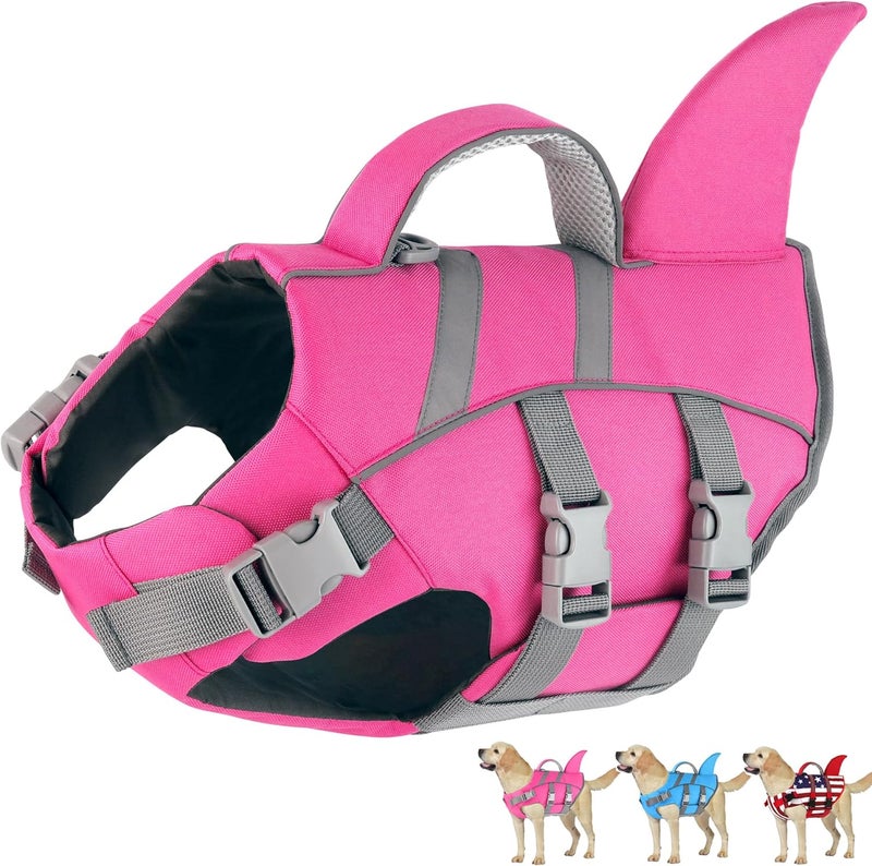 Dogcheer Shark Fin Dog Life Jacket, Adjustable Dog Harness Life Vest for Swimming Boating, Reflective Puppy Swim Vest Pet Flotation Device for Small Medium Large Dogs -Pink, M - Image 1